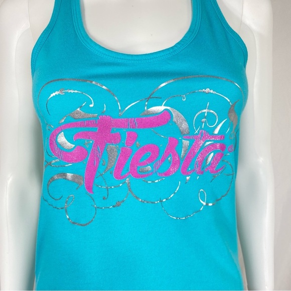 Next Level Cyan Racer Back Fiesta Tank Top - Picture 2 of 7